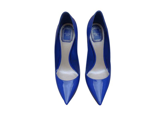 Dior Heels Blue Patent leather  ref.109358