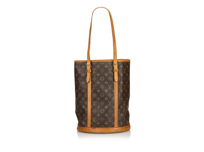 Louis Vuitton Monogram Bucket GM Brown Leather Cloth  ref.109368