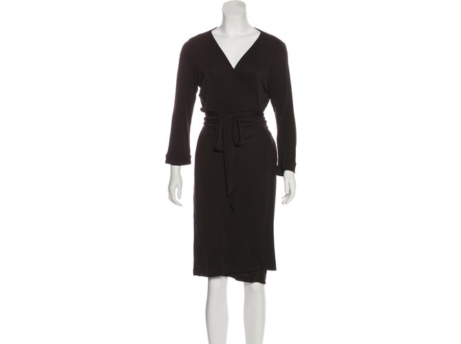 Diane Von Furstenberg Chocolate brown wrap dress Dark brown Polyester Viscose  ref.109415