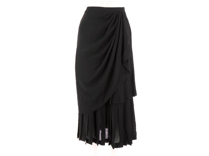 Chanel Skirt Black Silk  ref.109477