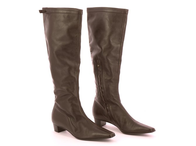 Hermès boots Chocolate Leather  ref.109478