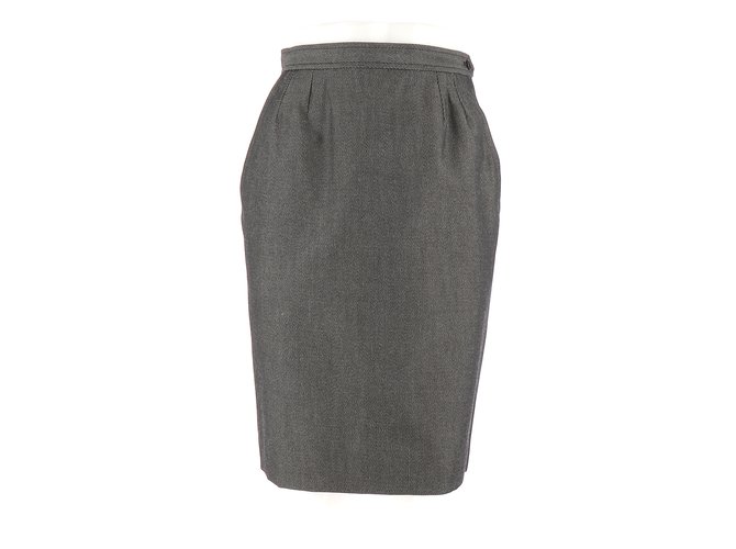 Yves Saint Laurent Skirt suit Black Wool  ref.109611