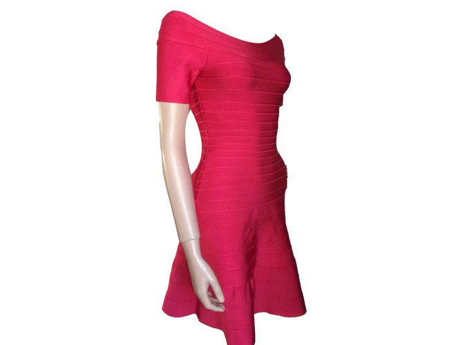 Herve Leger Liza Kleider Viskose Pink Ref Joli Closet