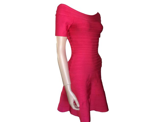 Herve Leger Liza Kleid Fuchsia Viscose Pink