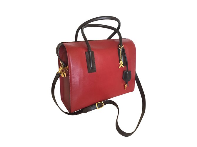 Lancel Handbags Black Red Leather  ref.109831