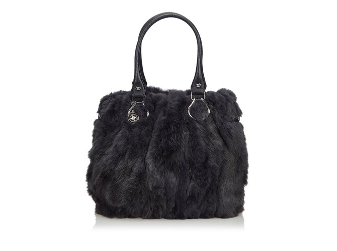 Céline Fur Tote Bag Grey Leather  ref.109903