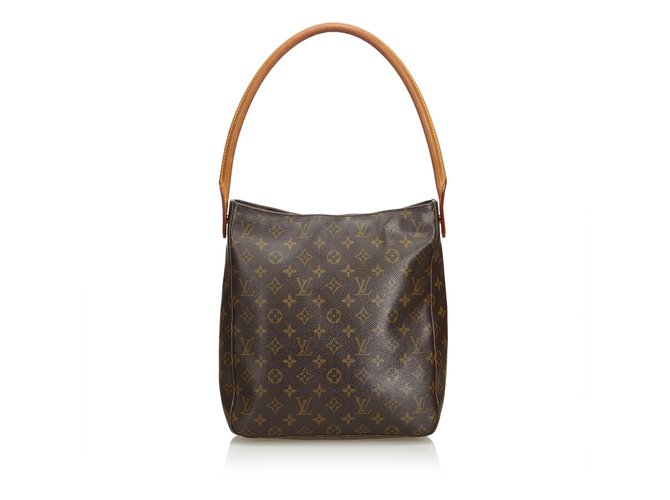 Louis Vuitton Monogram Looping GM Brown Leather Cloth  ref.109926
