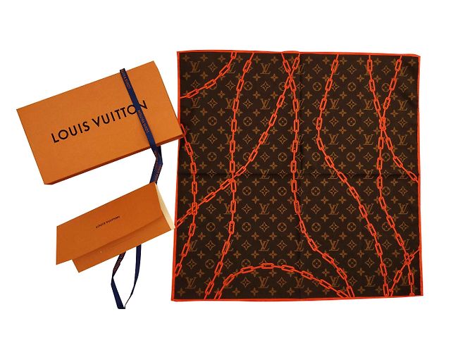 Louis Vuitton Bandana Sciarpa Solar Ray Monogram Arancione Marrone Marrone scuro