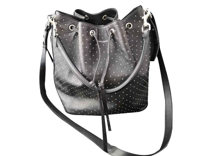 Saint Laurent large model Emanuelle bag Black Silvery Leather  ref.110021