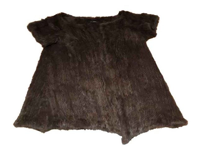 Autre Marque Vest with very short sleeves flush underarm Dark brown Fur  ref.110025