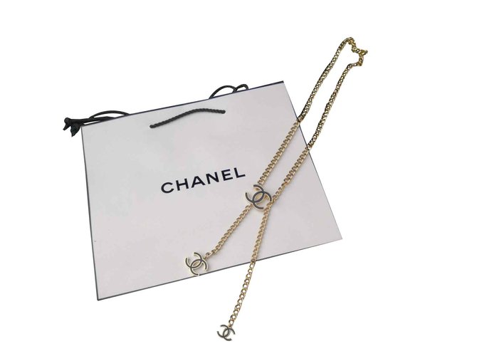 Superb belt \ necklace Chanel chain Black Golden  ref.110028