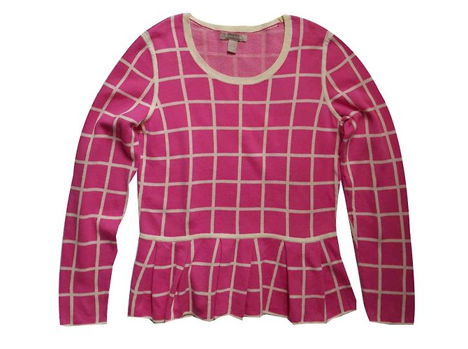 Banana Republic Rosa Tartan Baumwollpullover L Pink