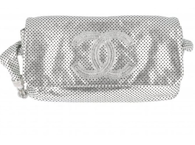 Mala de Ombro Vintage Chanel Prata Couro  ref.110301