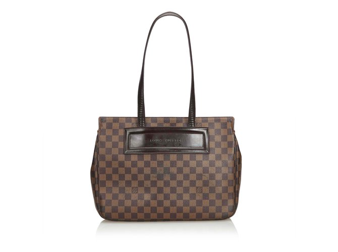 Louis Vuitton Damier Ebene Parioli PM Brown Leather Cloth  ref.110395