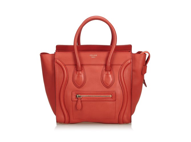 Céline Leather Luggage Tote Bag Red  ref.110405