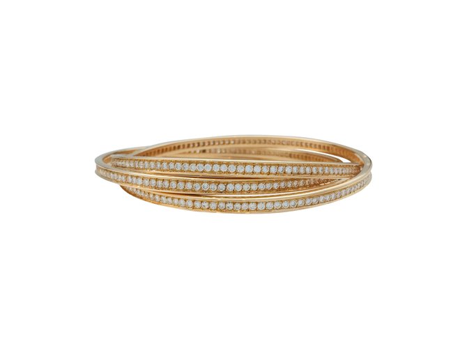 Love Cartier "Trinity" bracelet in yellow gold, diamonds.  ref.110433