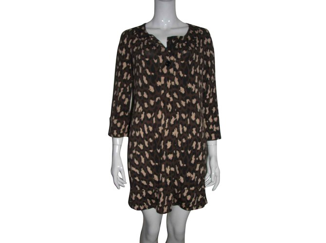 Diane Von Furstenberg Vestido jersey de seda de Gaby Castaño Negro Estampado de leopardo  ref.110479