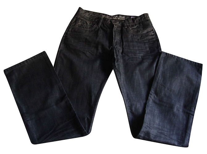 inconnue Schwarze Denim Jeans Gerade Schnitt W36 L36