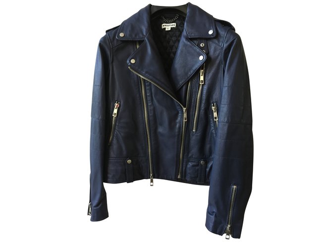 Whistles Biker jackets Navy blue Leather  ref.110742