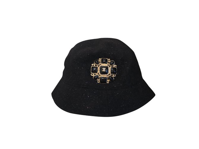 Chanel hat Black Tweed  ref.110798