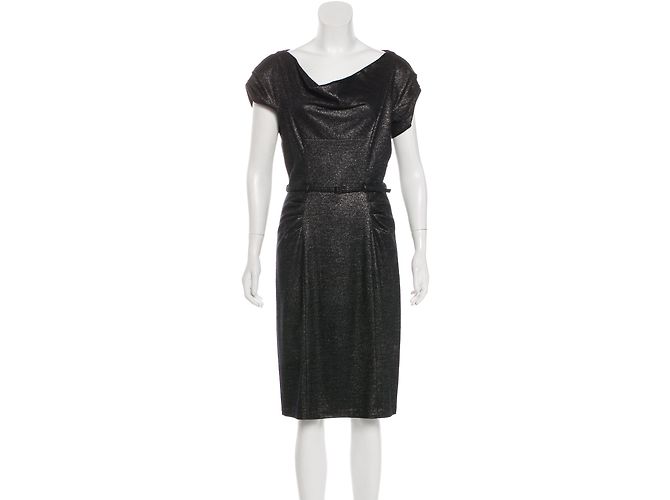 Diane Von Furstenberg Ellen Marie Metallic Kleid Schwarz Silber