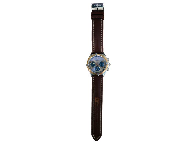 Chrono Sextant Breitling Uhr Dunkelbraun Leder  ref.110827