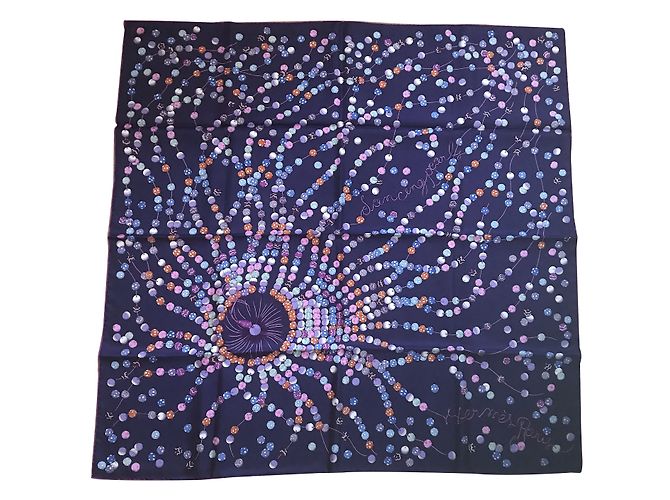 Hermès Hermes Square 90 cm Dançando Pérolas Rosa Roxo