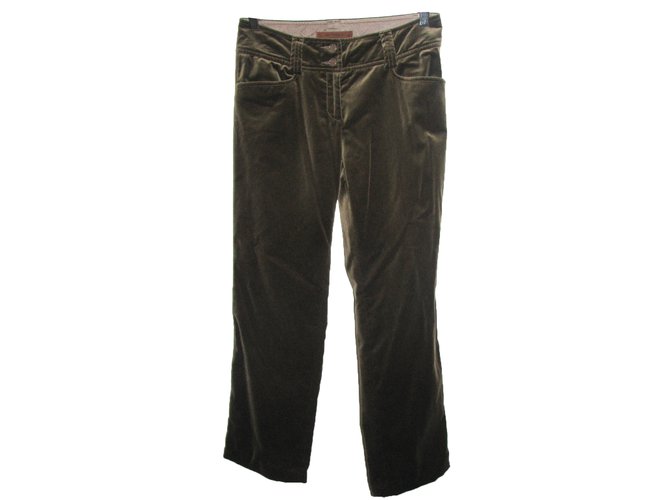Etro Velvet trousers Khaki Cotton Elastane  ref.111093