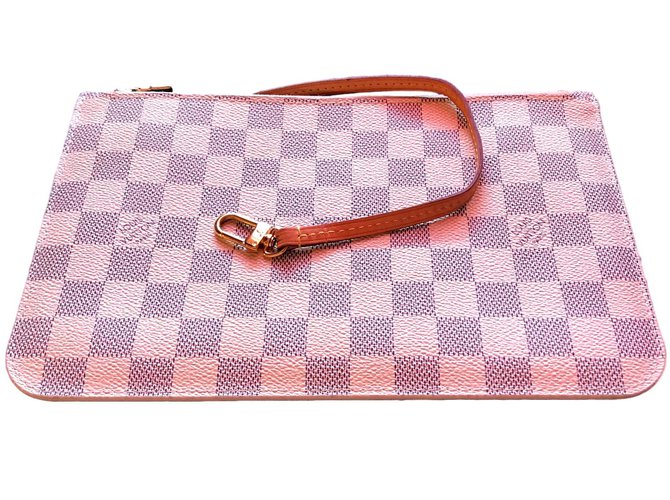 Louis Vuitton Damier Azur wallet - which completes the Neverfull bag Cream Leather  ref.87576