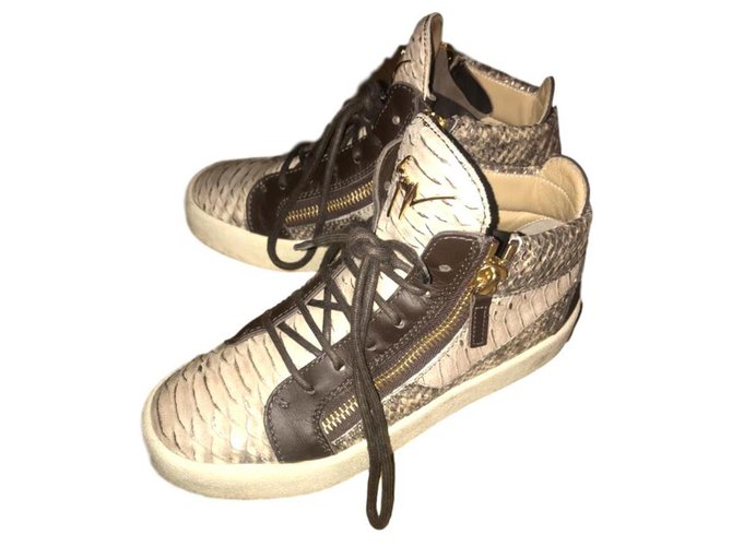 Giuseppe zanotti kriss python embossed Beige Marron foncé