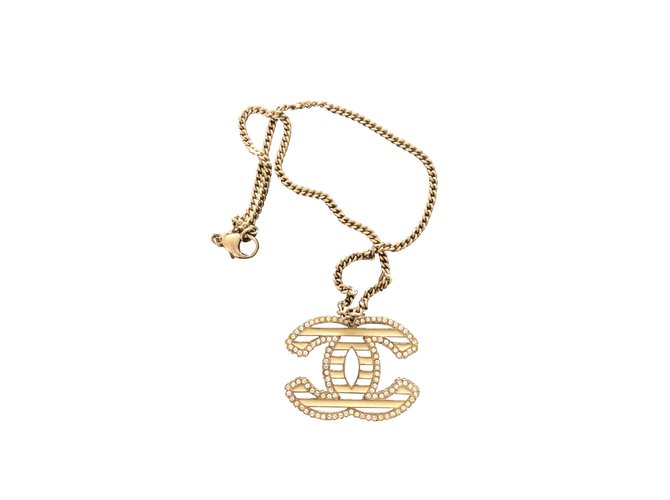 Collana Chanel CC Nero Bianco D'oro Metallo  ref.110788