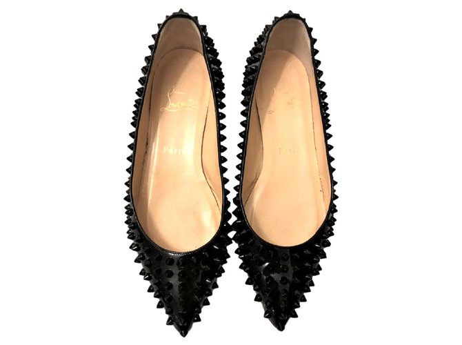 Christian Louboutin Black Patent Pigalle spiked flats EU38 Patent leather  ref.110839