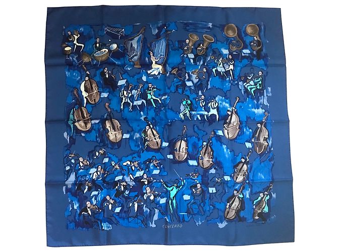 Hermès Platz Hermes Ccncerto 90 Blau Seide