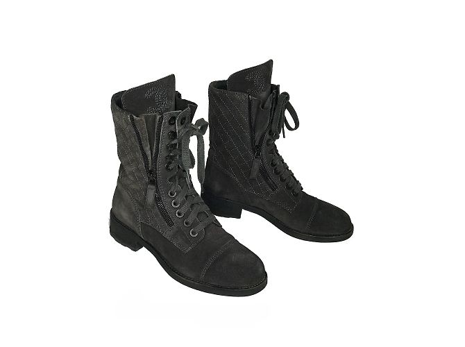 Chanel Schnürstiefel Grau