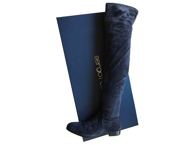 Sergio Rossi Wildleder Stiefel Anthrazitgrau