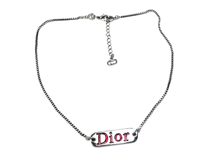 dior engraved tag pendant necklace