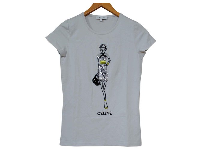 Céline Grey T-shirt Tee Taille S SMALL Coton Elasthane Gris  ref.111470