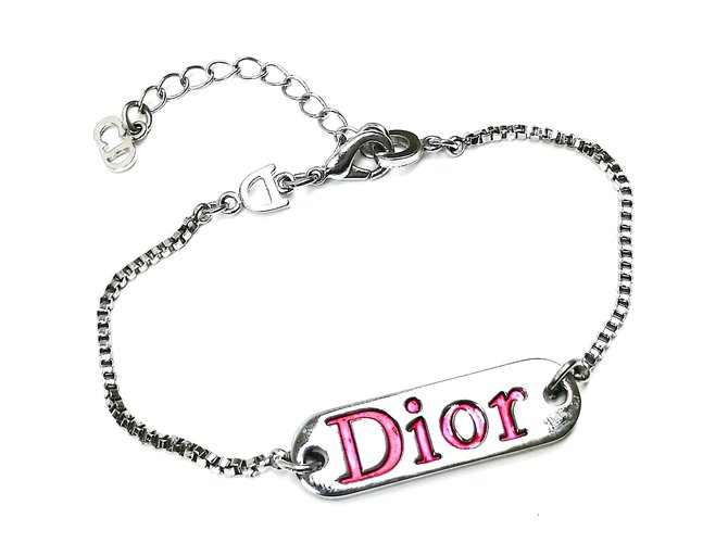 Dior Vintage dog tag bracelet Silvery  ref.111473