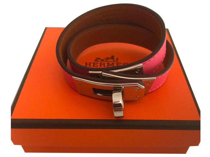 Hermès Hermes Kelly lined Tower Rose Azalea Bracelet Pink Leather  ref.111736