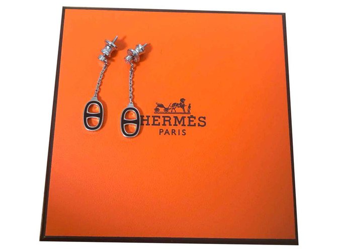 Boucles d’oreille Hermès Iliade noires  ref.111738