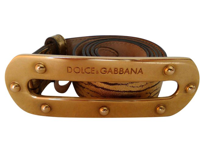 Dolce & Gabbana Cinturón de piel DOLCE y GABBANA. Dorado Cuero  ref.111739