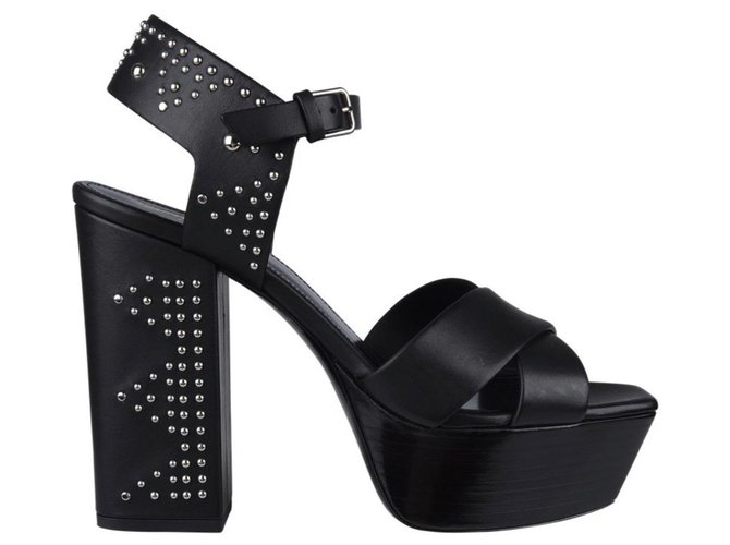 Saint Laurent Wedge sandals Black Leather  ref.111783