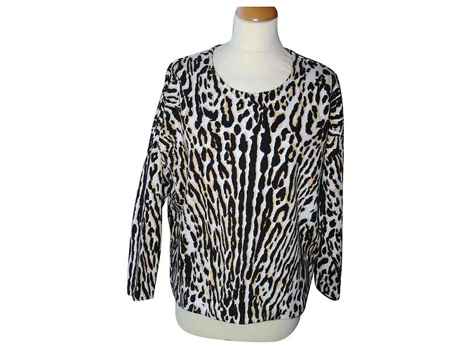 Sudadera Maje Leopard Top Negro Blanco Beige Algodón