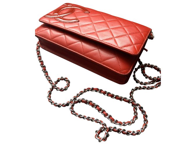 Chanel Carteira na corrente Cambon vermelho Couro  ref.111901