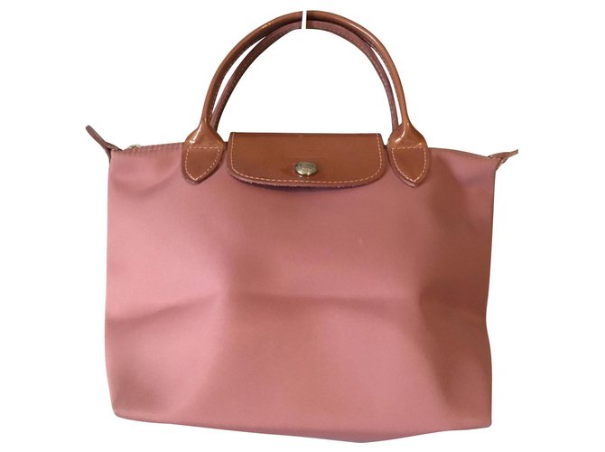 Powder pink bag Longchamp size S Silvery Nylon  ref.111905