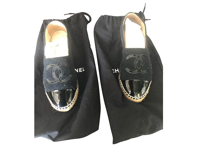 Chanel Espadrilles aus schwarzem Stoff Größe 37