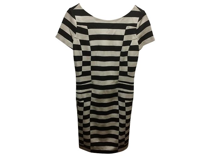 Diane Von Furstenberg Kathleen gestreiftes Etuikleid schwarz grau
