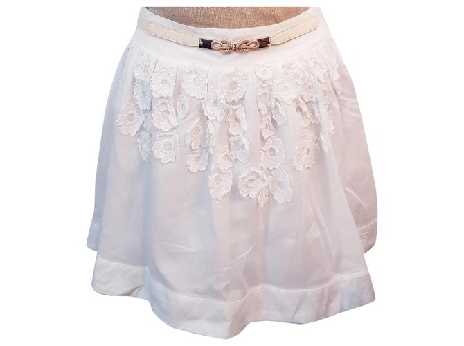 Mini falda tamaño chloé 14/ S Blanco Algodón Lino  ref.111978