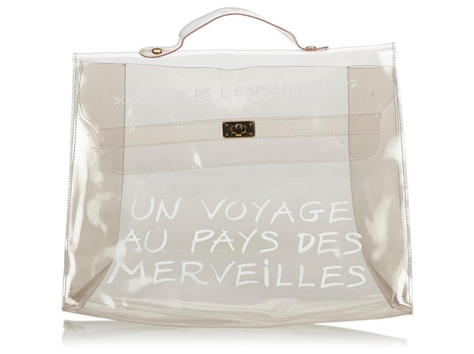 Hermès Vinyl Kelly Handbag White Plastic  ref.112091