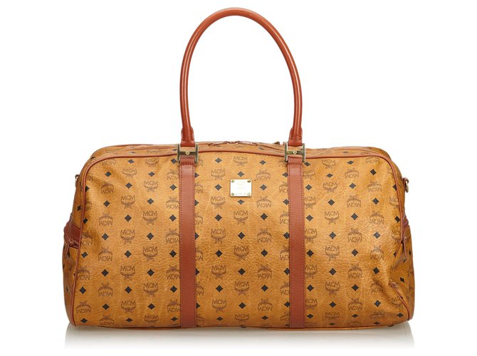 MCM Visetos Leather Travel Bag Brown  ref.112128